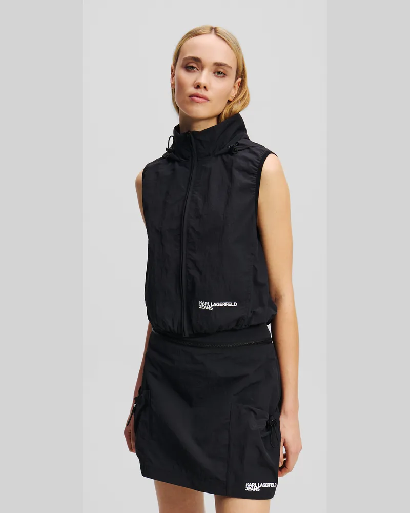 Karl Lagerfeld Gilet Mit Kapuze, Frau, Schwarz, Größe Schwarz