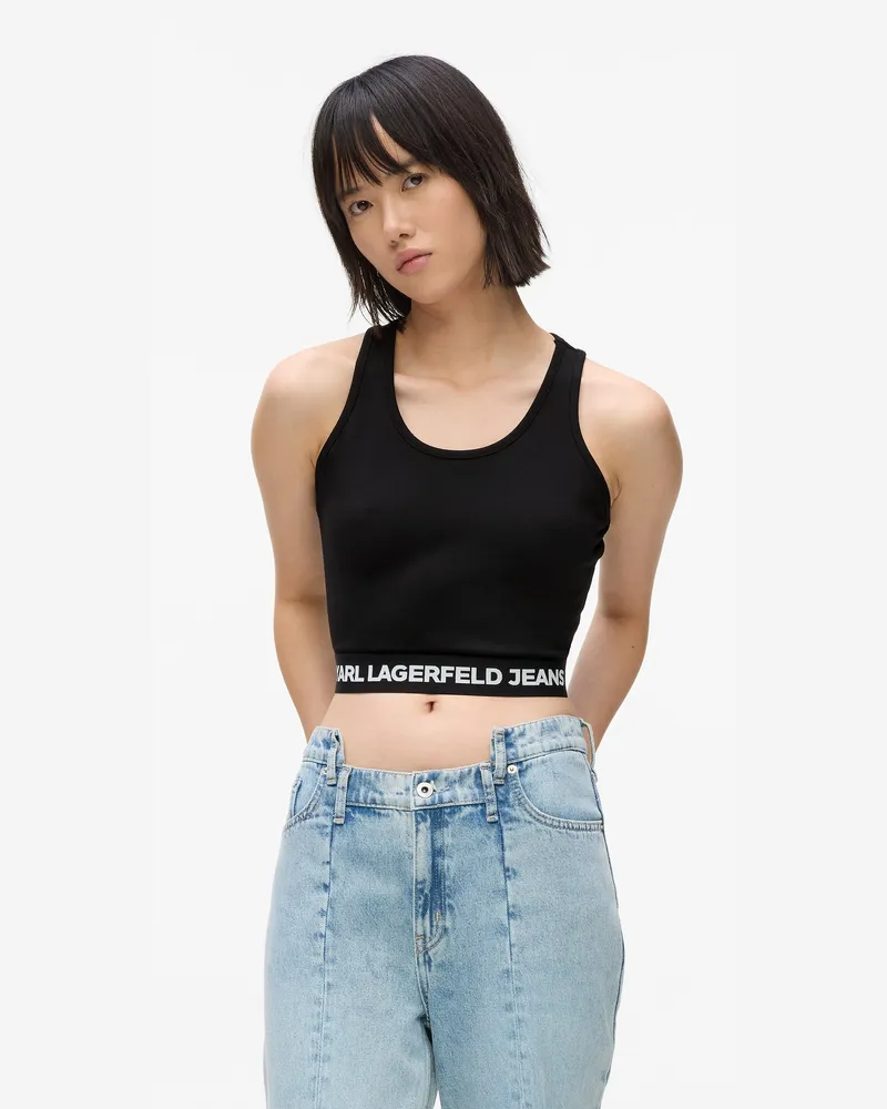 Karl Lagerfeld Tanktop Mit Logoband, Damen, Schwarz, Größe Schwarz