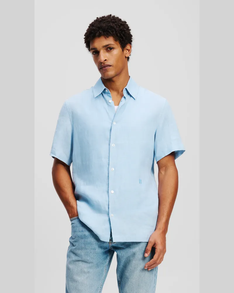 Karl Lagerfeld Monogram Kurzärmeliges Hemd, Mann, Weiches Chambray, Größe Weiches