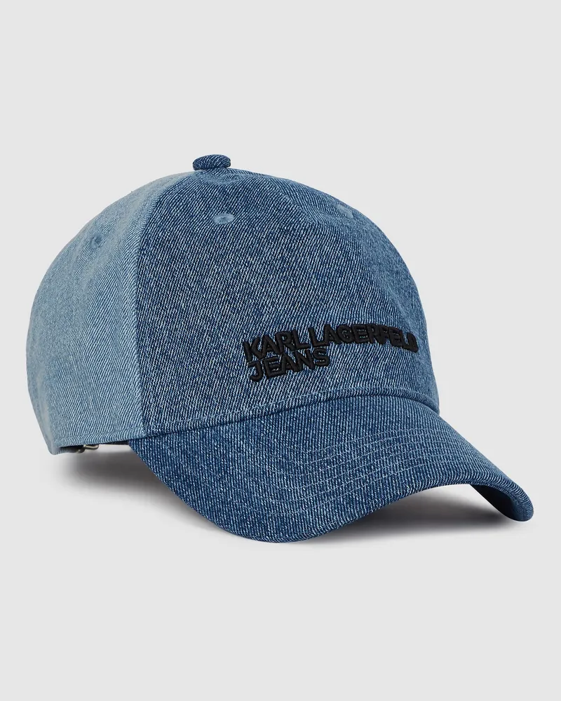 Karl Lagerfeld Zweifarbige Kappe Aus Hellem Denim, Damen, Braunes Monogramm, Größe Braunes
