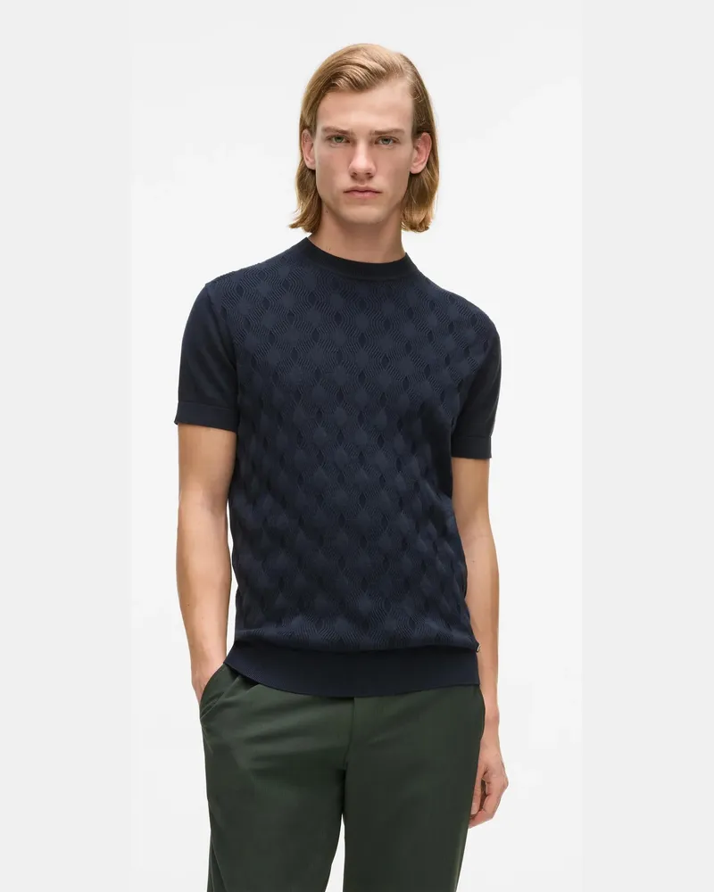 Karl Lagerfeld Kurzärmeliger Strickpullover, Herren, Night Blue, Größe Night