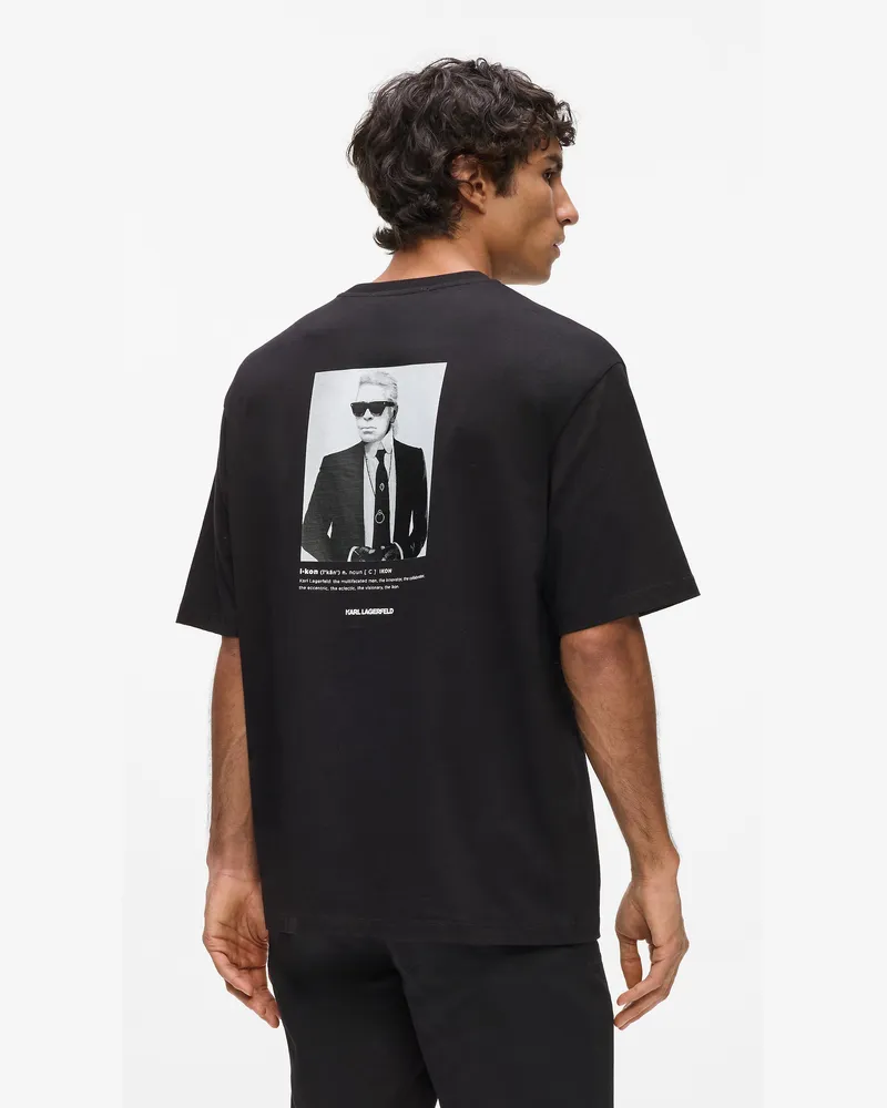 Karl Lagerfeld Portrait T-shirt, Herren, Schwarz, Größe Schwarz
