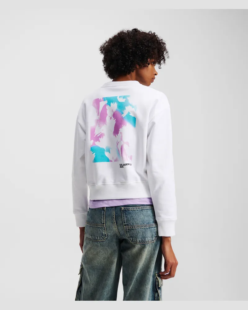 Karl Lagerfeld Sweatshirt Mit Blumenprint, Frau, Weiss, Größe Weiss