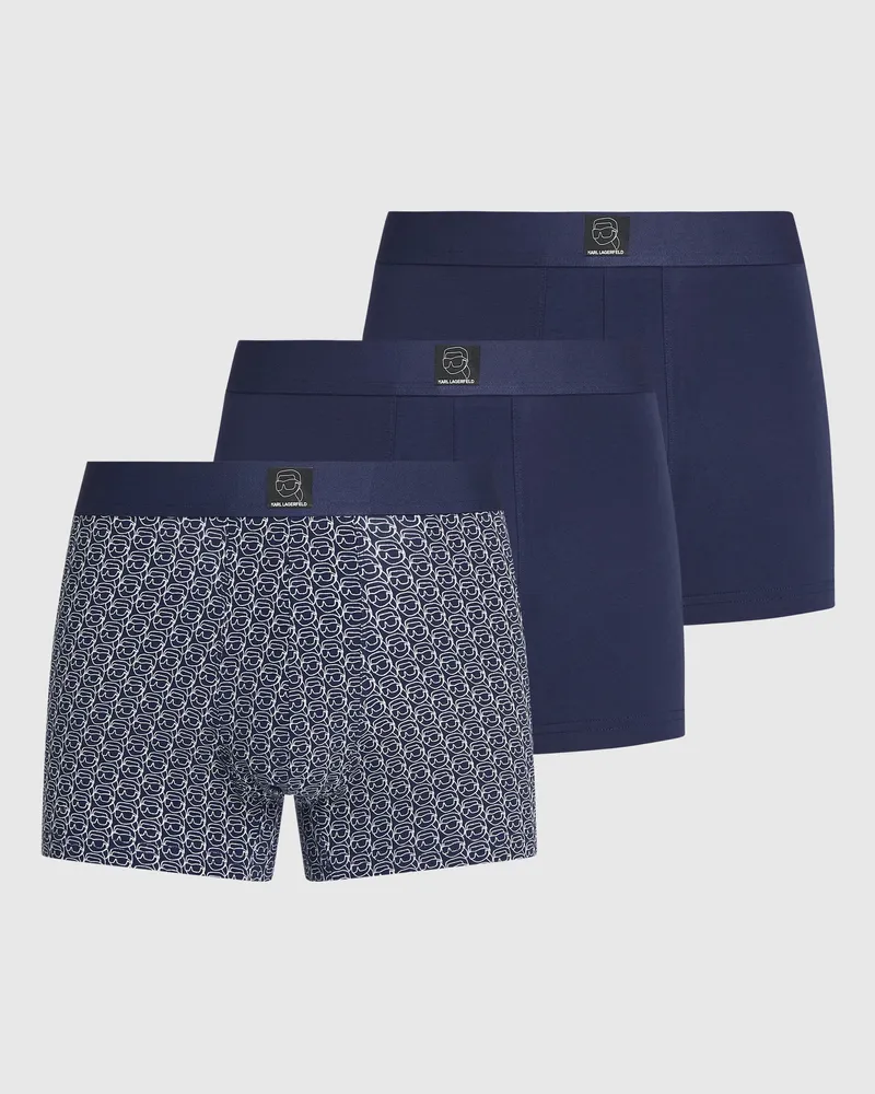 Karl Lagerfeld Boxershorts Mit Ikon-aufnäher - 3er-pack, Male, Ikon All Over Print-peacoat, Size Blue