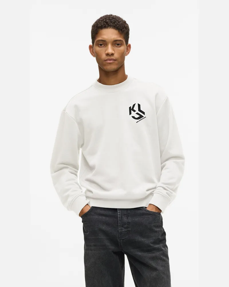 Karl Lagerfeld Sweatshirt Mit Monogramm-patch, Male, Weiss, Size White