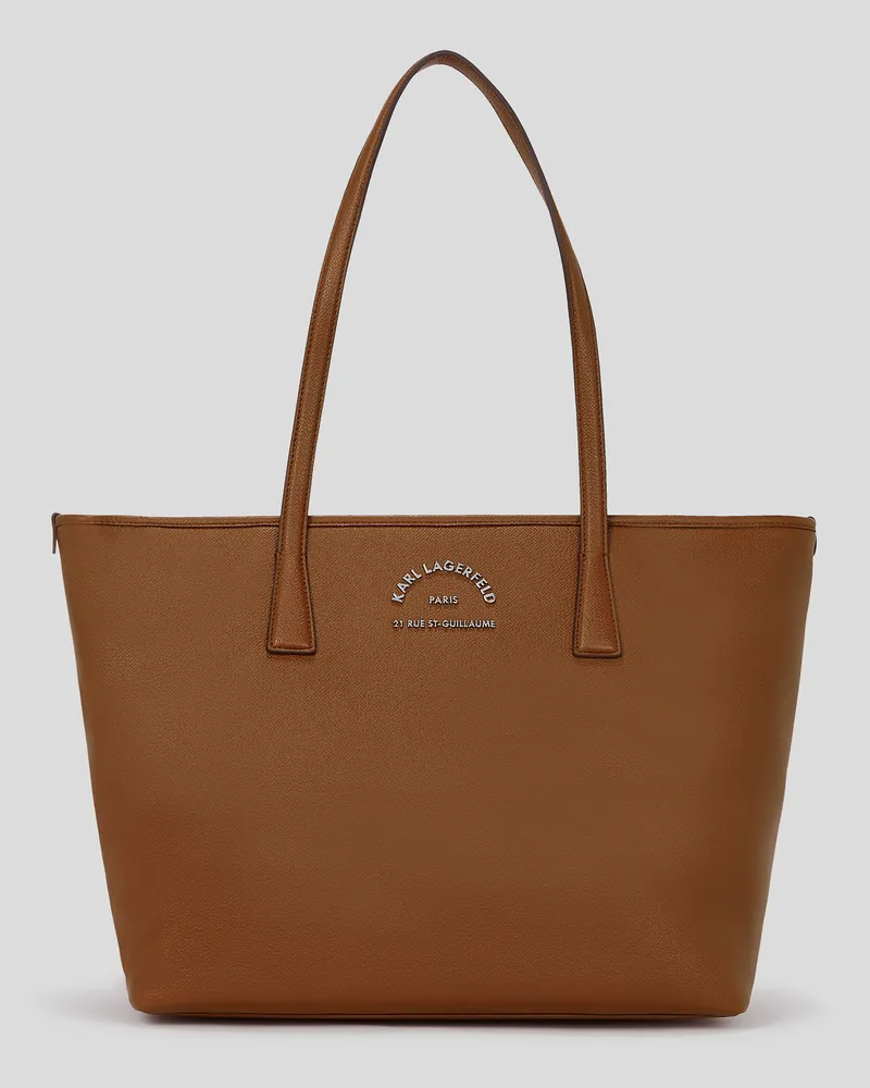 Karl Lagerfeld Rue St-guillaume Metall-tote-bag, Frau, Dunkles Tan, Größe Dunkles