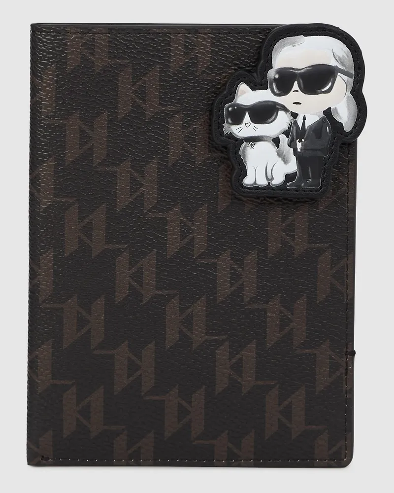 Karl Lagerfeld Ikon Monogram Reisepassetui, Damen, Zeder, Größe Zeder