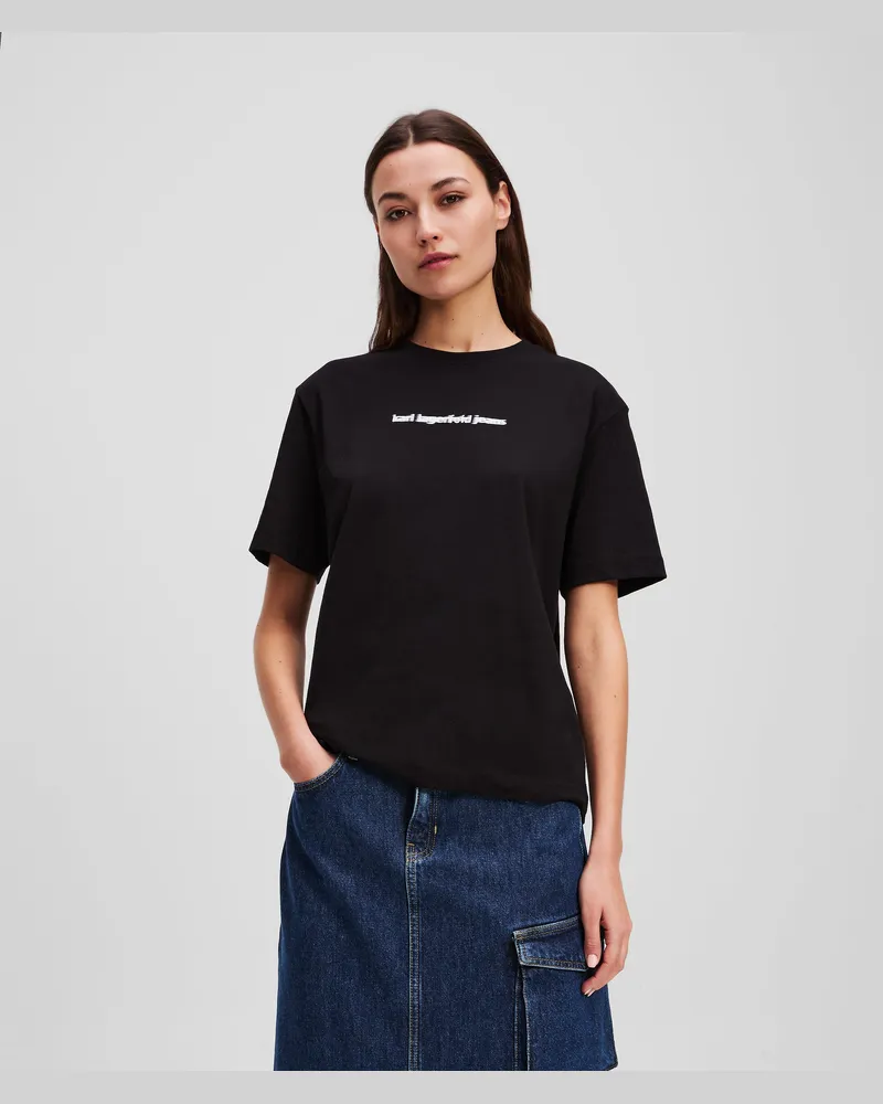 Karl Lagerfeld T-shirt Mit Verschwommenem Logo, Frau, Schwarz, Größe Schwarz