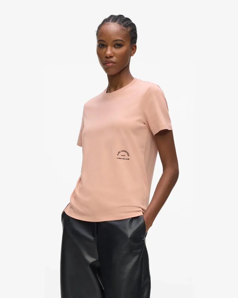 Karl Lagerfeld T-shirt Mit Normaler Passform Von Rue St-guillaume, Damen, Misty Rose, Größe Misty