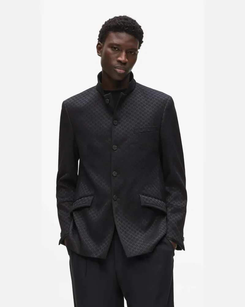 Karl Lagerfeld Jacke Mit Stehkragen, Herren, Schwarz/schwarz, Größe Schwarz