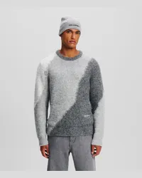 Karl Lagerfeld intarsien-strickpullover, Mann, Grau Melang Grau