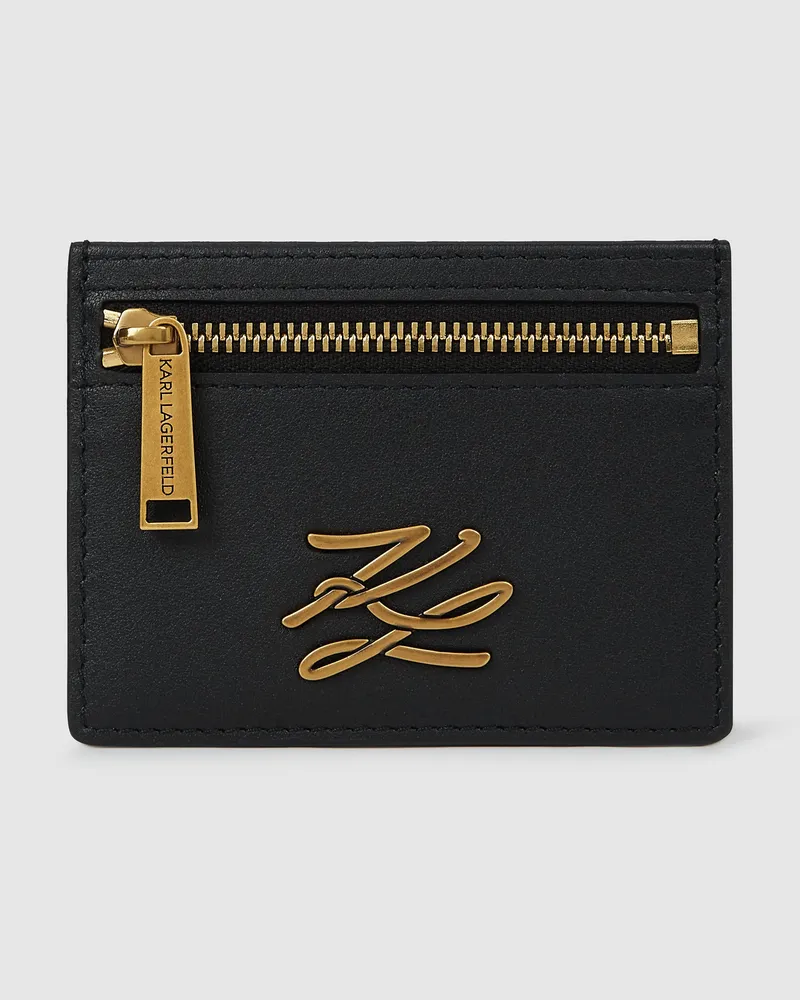 Karl Lagerfeld K/autograph Kartenetui Mit Reißverschluss, Damen, Schwarz/gold, Größe Schwarz