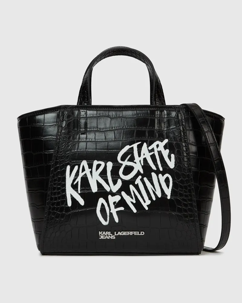 Karl Lagerfeld Mini Tote Bag Mit Karl-zitat, Female, Schwarz, Size Black