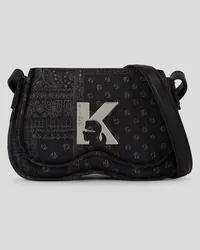 Karl Lagerfeld Klj mini-tasche aus Denim Im Sonnenbrillen-look, Frau, Black Bandana Gewaschen Black