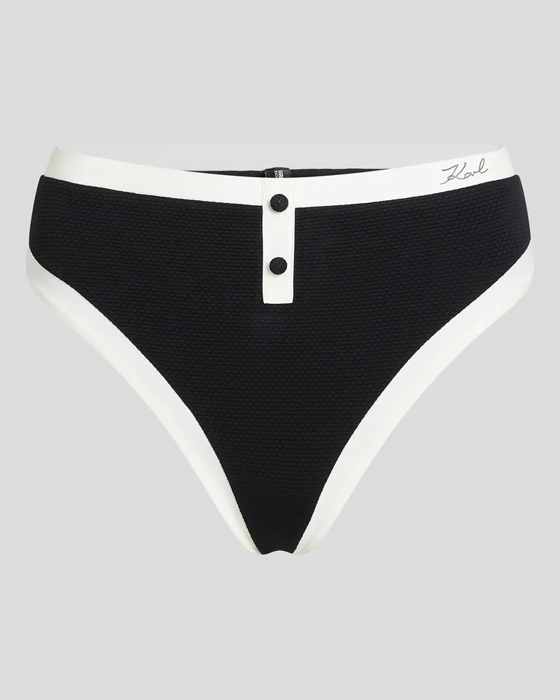 Karl Lagerfeld Monochromes Bikini-höschen Mit Hoher Taille, Frau, Weiss/Schwarz, Größe Weiss