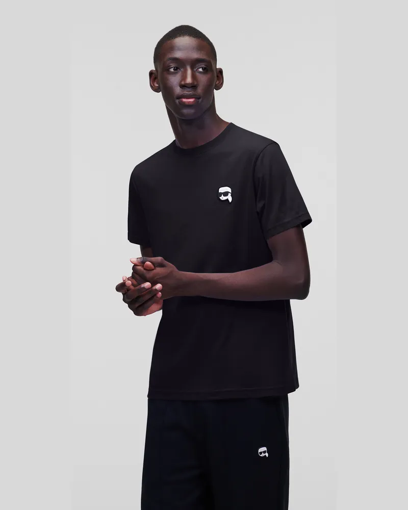 Karl Lagerfeld Karl ikon T-shirt Mit Aufnäher, Mann, Schwarz, Größe Schwarz