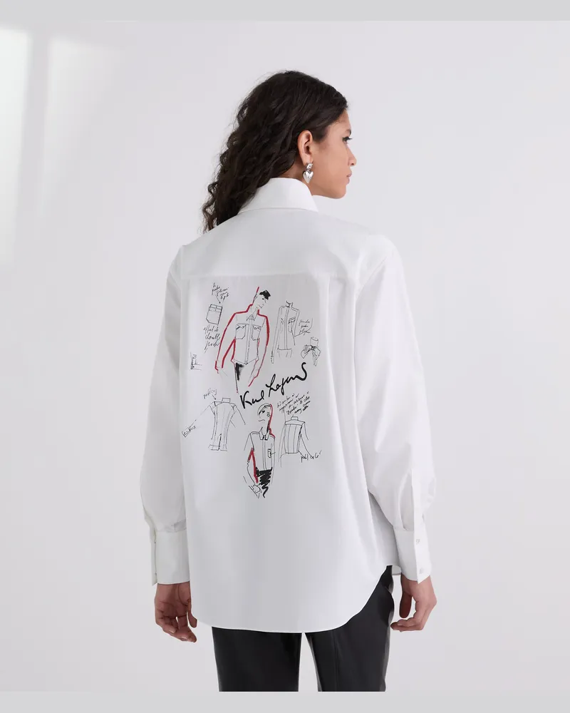 Karl Lagerfeld Karl Series Popeline-hemd, Damen, Weiss, Größe Weiss