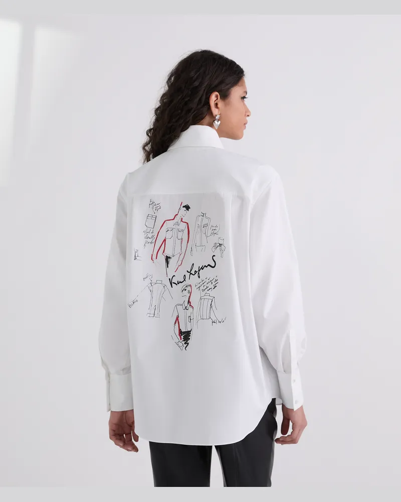 Karl Lagerfeld Karl Series Popeline-hemd, Frau, Weiss, Größe Weiss