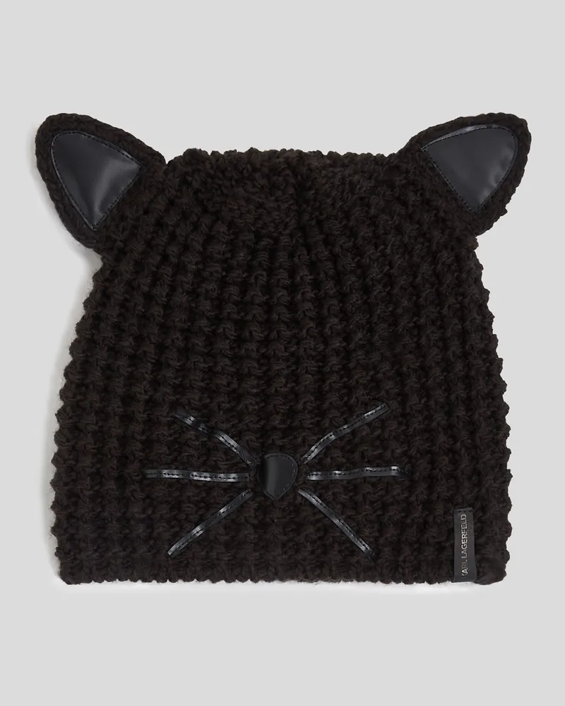 Karl Lagerfeld K/essential choupette-beanie-mütze, Frau, Schwarz, Größe Schwarz