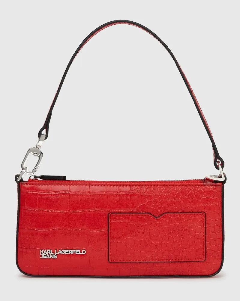 Karl Lagerfeld Wandelbare Tasche In Kroko-optik, Female, Hochrisiko Rot, Size Red