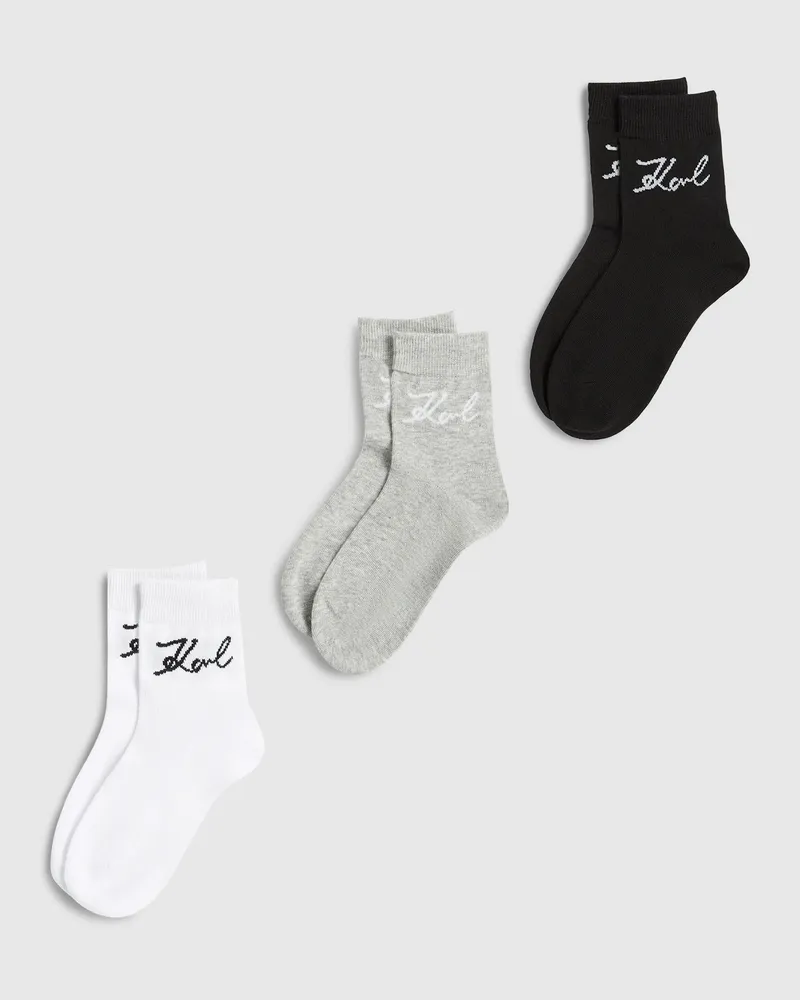 Karl Lagerfeld Signature-socken – 3er-pack, Damen, Schwarz-grau-weiß, Größe Schwarz-grau-weiß