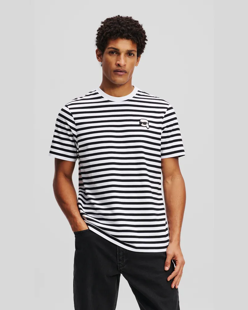 Karl Lagerfeld Ikon gestreiftes T-shirt, Mann, Schwarz/Weiss, Größe Schwarz