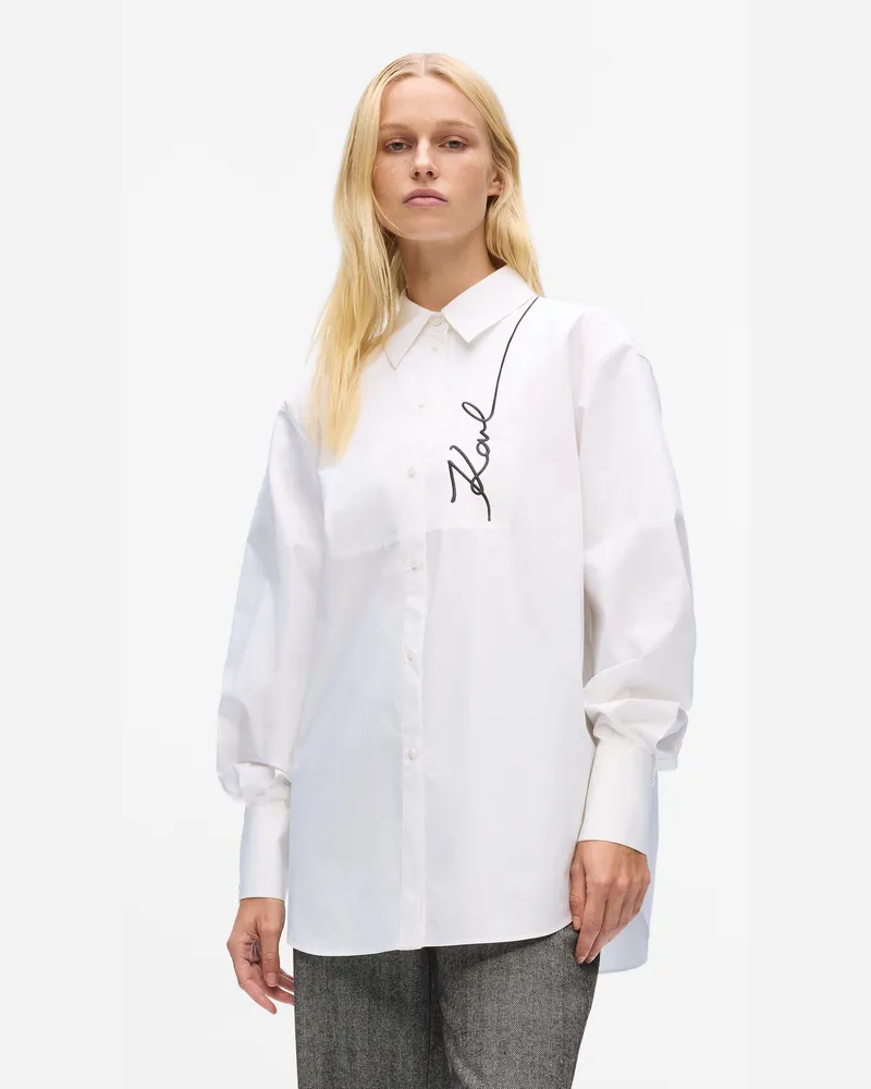 Karl Lagerfeld Popeline-hemd Mit Karl-signatur, Damen, Weiss, Größe Weiss