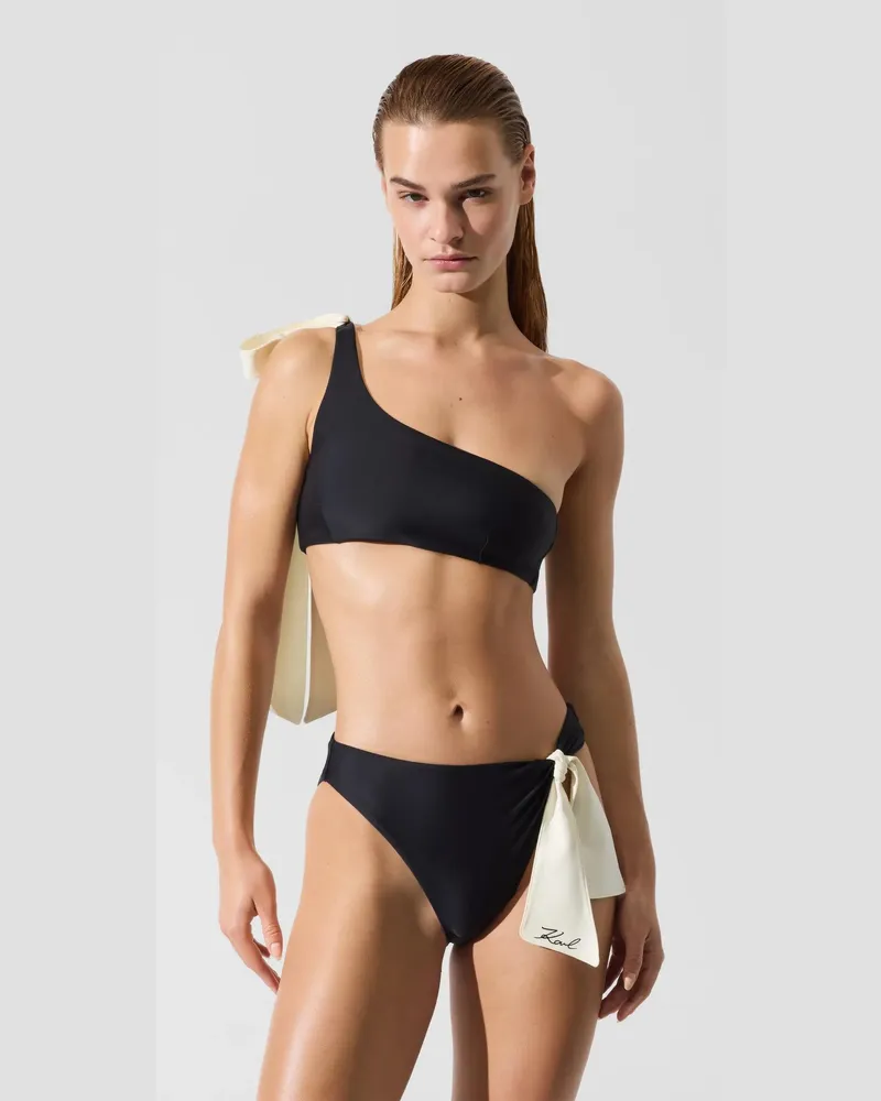 Karl Lagerfeld Signature-bikini-oberteil Mit Schleife, Female, Schwarz, Size Black