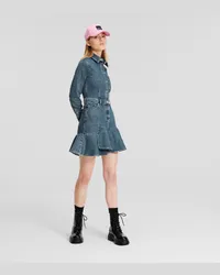 Karl Lagerfeld Klj denim-kleid mit Rüschen Am Saum, Frau, Getöntes Hellblau Getöntes