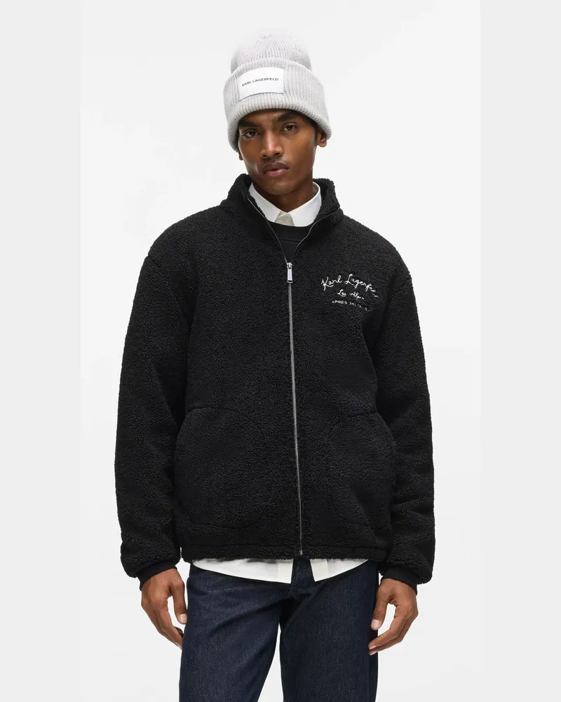 Karl Lagerfeld Loungewear-fleece-jacke Mit Reißverschluss, Herren, Schwarz, Größe Schwarz