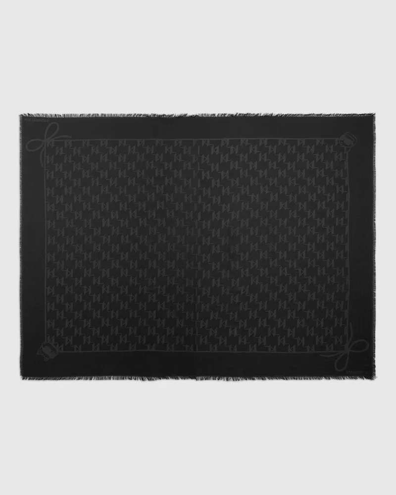 Karl Lagerfeld Ikon-schal Aus Schimmerndem Jacquard, Female, Schwarz, Size Black