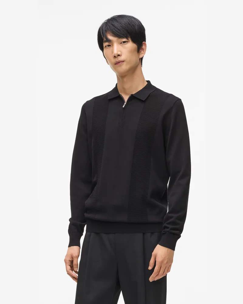 Karl Lagerfeld Poloshirt Mit Reißverschluss, Herren, Schwarz, Größe Schwarz