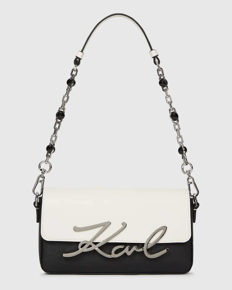 Karl Lagerfeld K/signature Schultertasche Mit Kunstperlen, Female, Schwarz/weiss, Size Black