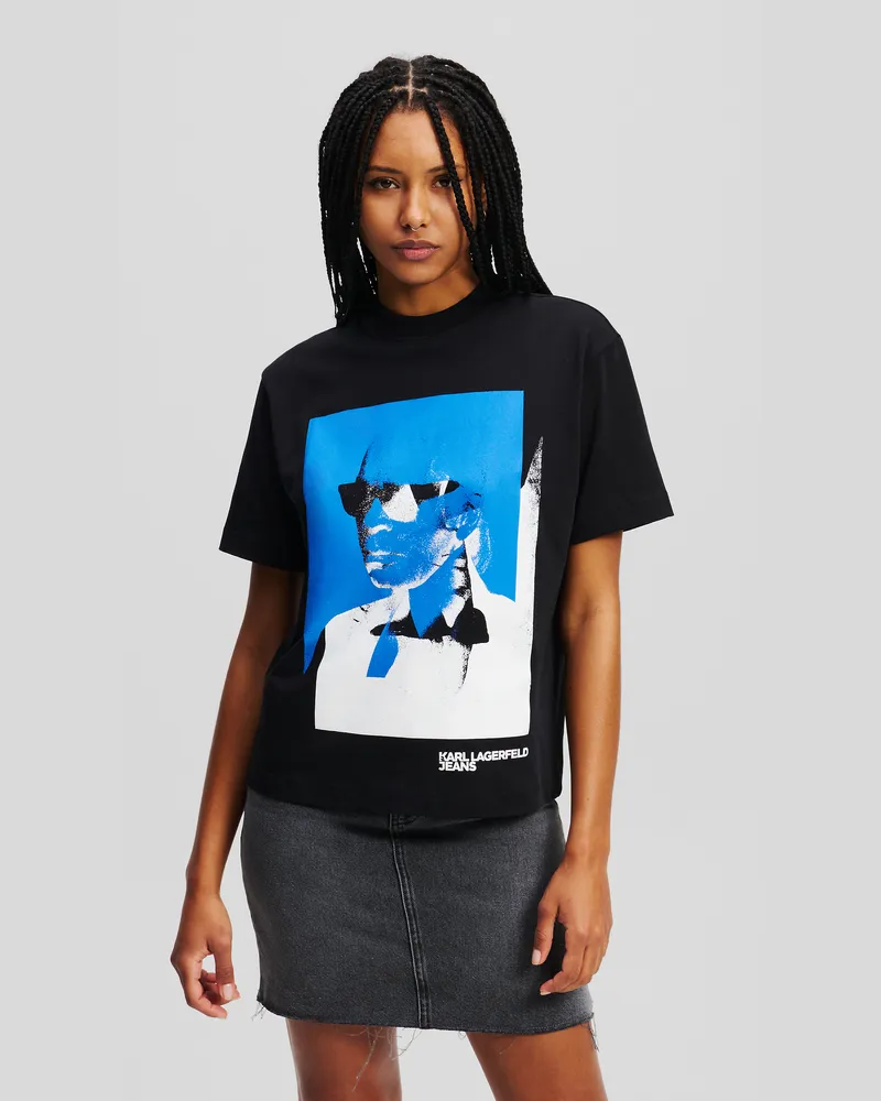 Karl Lagerfeld T-shirt Mit Karl-print, Frau, Schwarz, Größe Schwarz