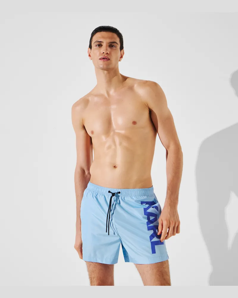 Karl Lagerfeld Kurze Board-shorts Mit Logo, Mann, Placid Blau, Größe Placid