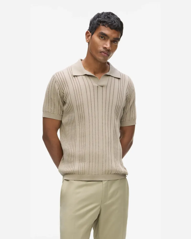 Karl Lagerfeld Poloshirt Aus Rippstrick, Herren, Khaki, Größe Khaki