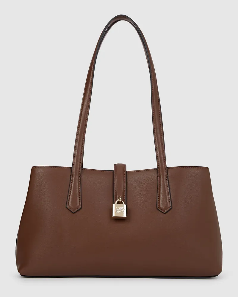 Karl Lagerfeld K/autograph Tote Bag Mit Vorhängeschloss, Damen, Dunkles Mönchsbraun, Größe Dunkles