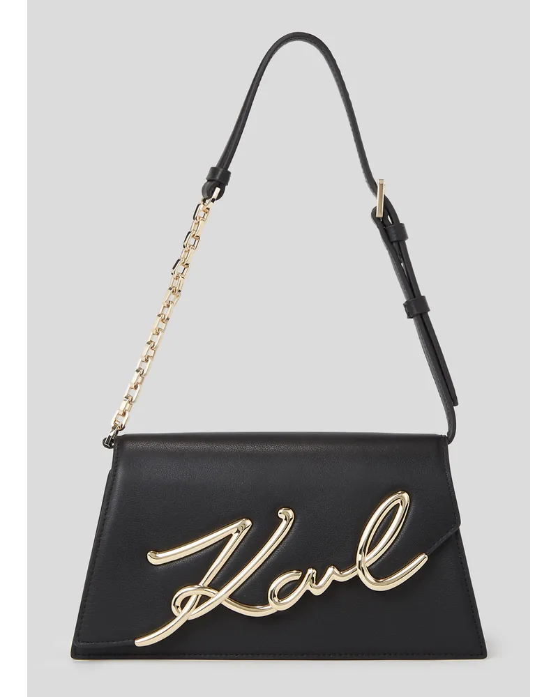 Karl Lagerfeld K/signature mittelgrosse Schultertasche, Frau, Schwarz/gold Schwarz