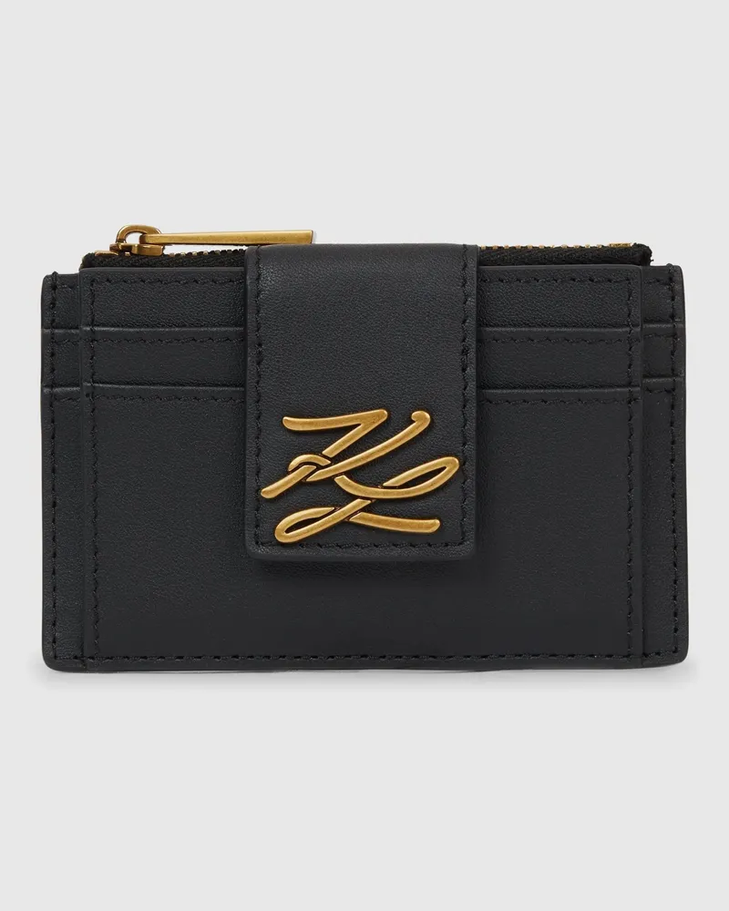 Karl Lagerfeld K/autograph Kartenetui Mit Reißverschluss, Damen, Schwarz/gold, Größe Schwarz
