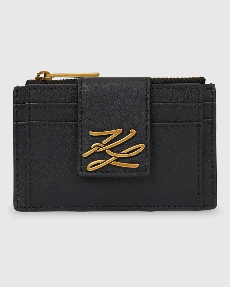 Karl Lagerfeld K/autograph Kartenetui Mit Reißverschluss, Damen, Schwarz/gold, Größe Schwarz
