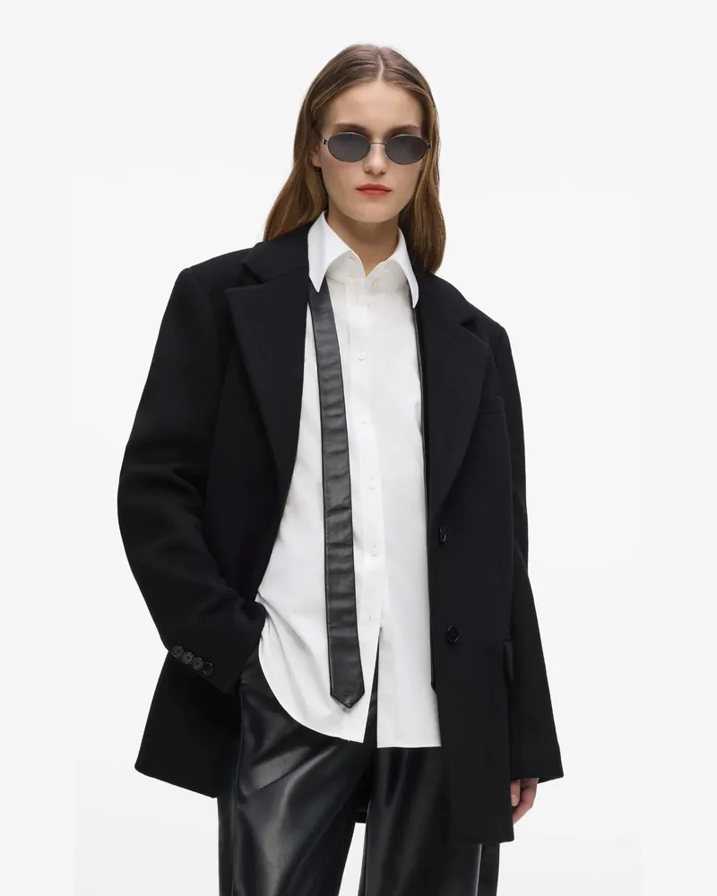 Karl Lagerfeld Kurzer Mantel Aus Wollmischung, Damen, Schwarz, Größe Schwarz