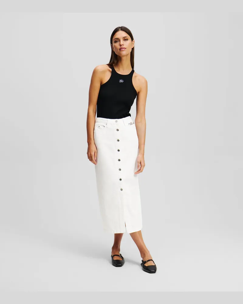Karl Lagerfeld Button-down-jeansrock, Frau, Weisser Denim, Größe Weisser