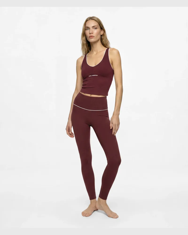 Karl Lagerfeld Athleisure Leggings Mit Kontrastierender Paspelierung, Damen, Windsor Wine, Größe Windsor