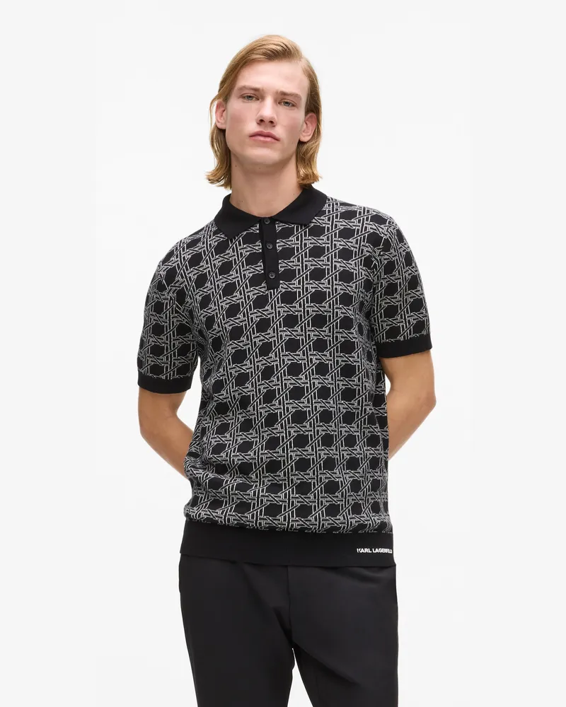 Karl Lagerfeld Strick-polo-shirt, Herren, Schwarz/weiss, Größe Schwarz