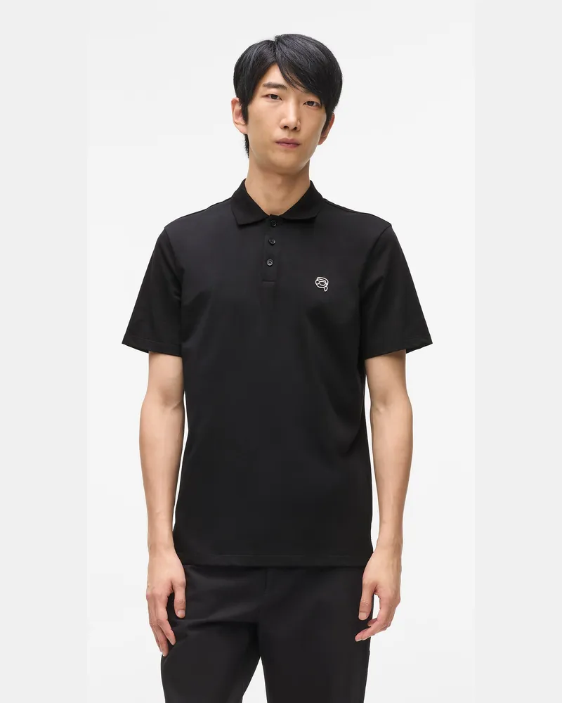 Karl Lagerfeld Ikon Jersey-polo Shirt, Herren, Schwarz, Größe Schwarz