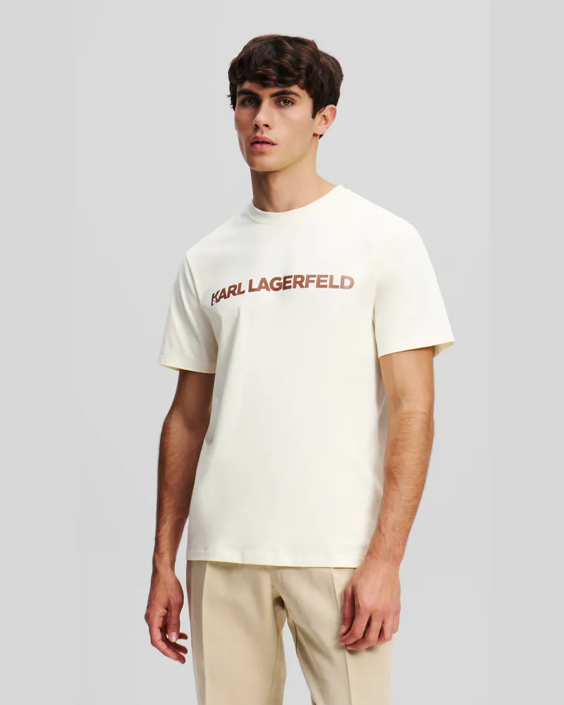Karl Lagerfeld T-shirt Mit Logo, Mann, Cannoli Creme, Größe Cannoli