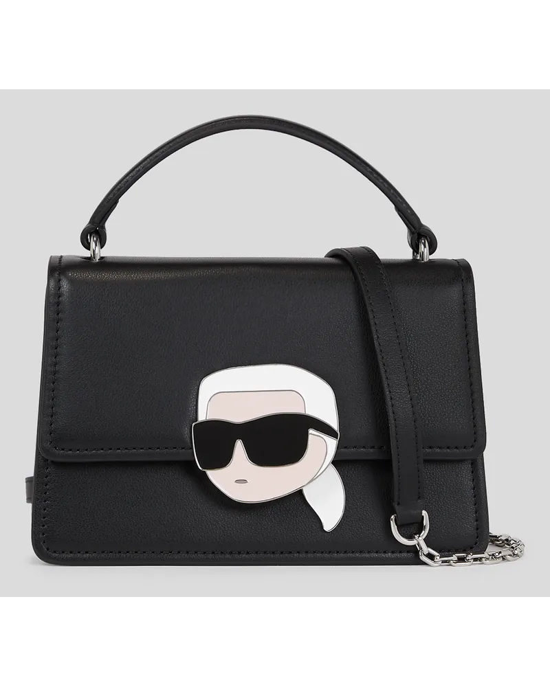 Karl Lagerfeld K/ikonik umhängetasche aus Leder mit Schloss, Frau, Schwarz Schwarz