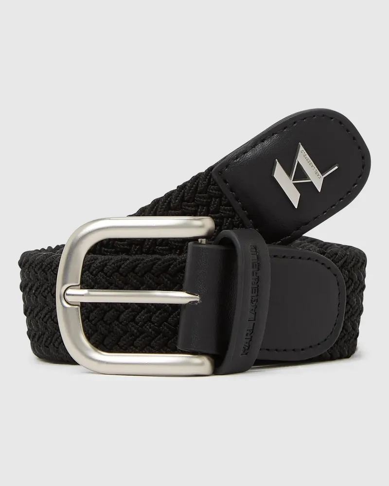 Karl Lagerfeld Geflochtener Gürtel Mit Monogramm, Herren, Schwarz, Größe Schwarz