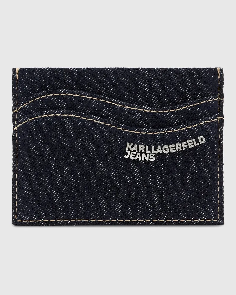 Karl Lagerfeld Gewelltes Kartenetui Aus Jeansstoff, Female, Dark Rinse, Size Blue