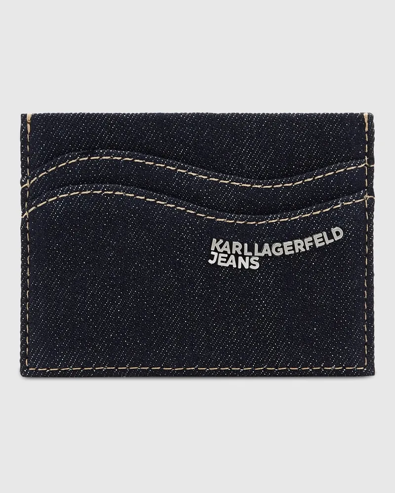 Karl Lagerfeld Gewelltes Kartenetui Aus Jeansstoff, Female, Dark Rinse, Size Blue